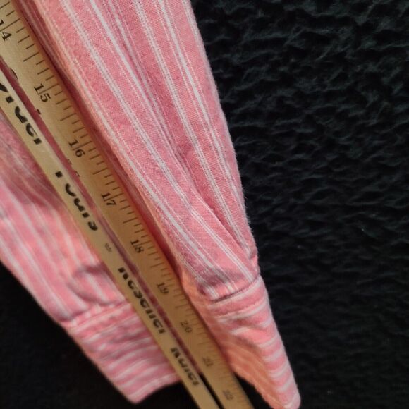 Liz & Me Womens Button Up Pink Size 22/24 100% Cotton Striped Roll-Tab Sleeve - Picture 5 of 13